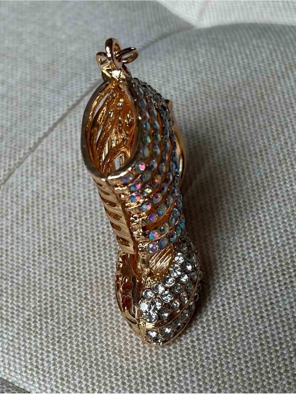 Gold Iridescent Crystal High Heel Keychain Charm - Bling Accent